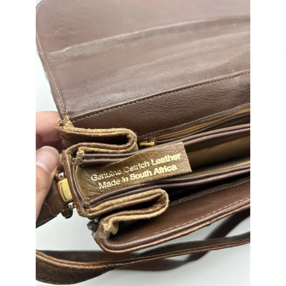 South African Genuine Ostrich Leather Brown Kango Adjustable Handbag Purse READ
